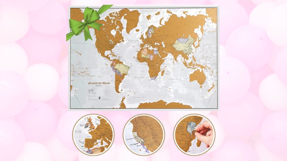 World map scratched off as you visit different countries