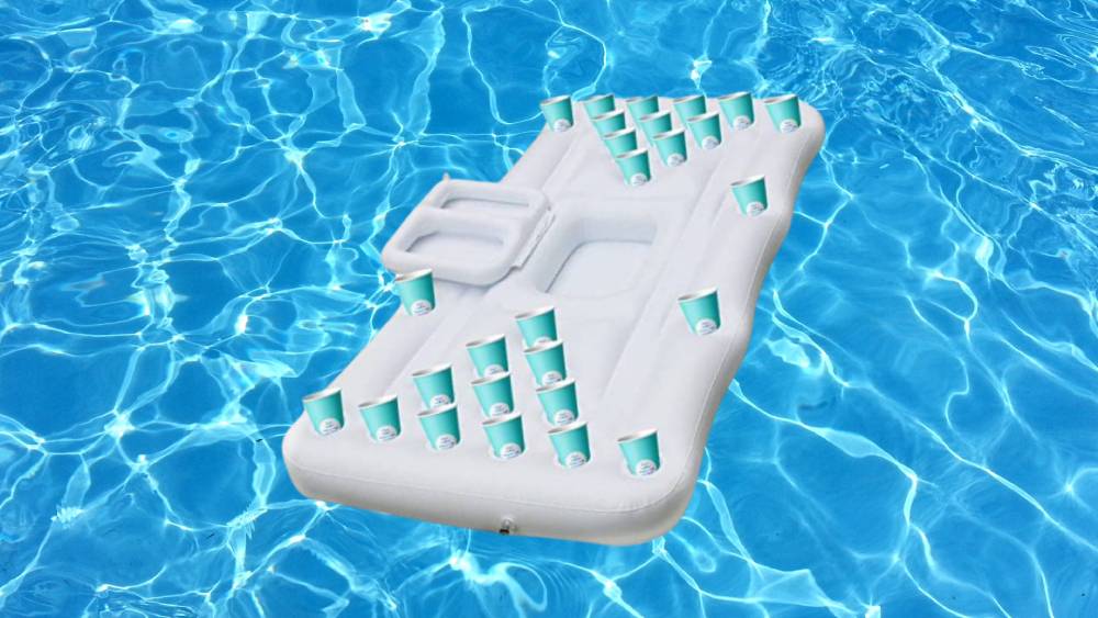 Pool party fun with a floating pong game set