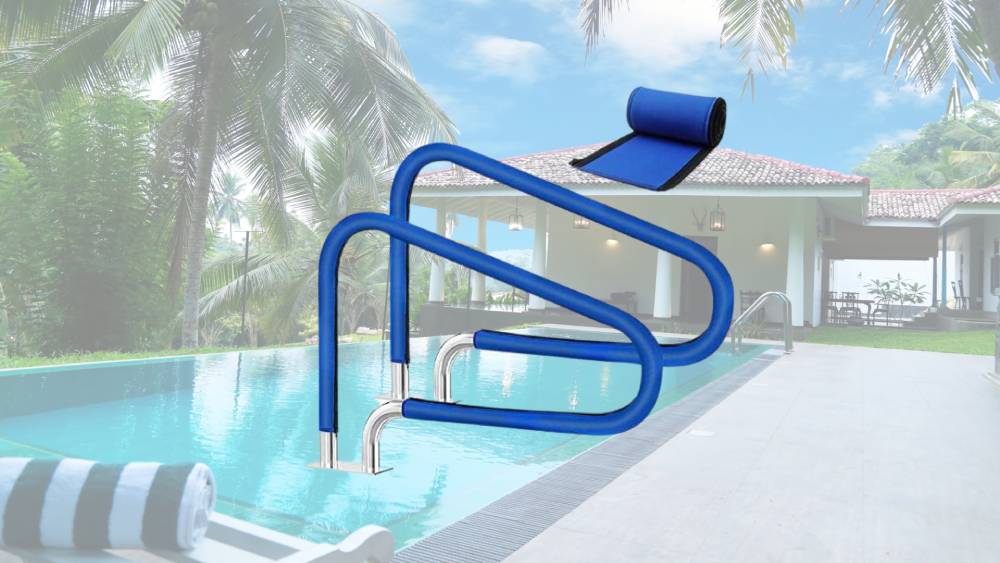 Soft cushioned cover for swimming pool handrail