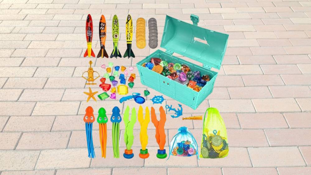 A fun pool game where kids search for hidden treasure chests