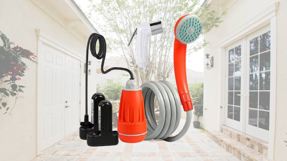 Cool down after pool swim with this portable outdoor shower