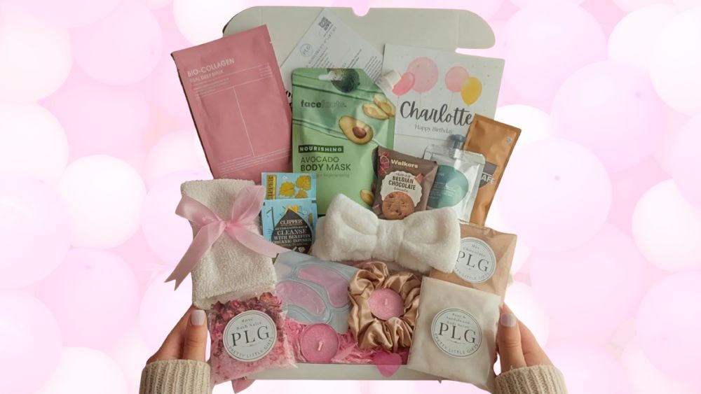 Spa gift basket filled with pampering products