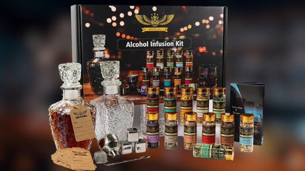 Kit for infusing alcohol with fruits and herbs