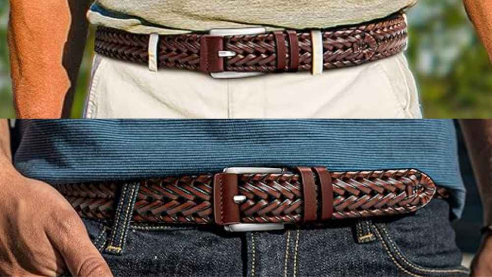Leather Woven Braided Casual Mens Belt