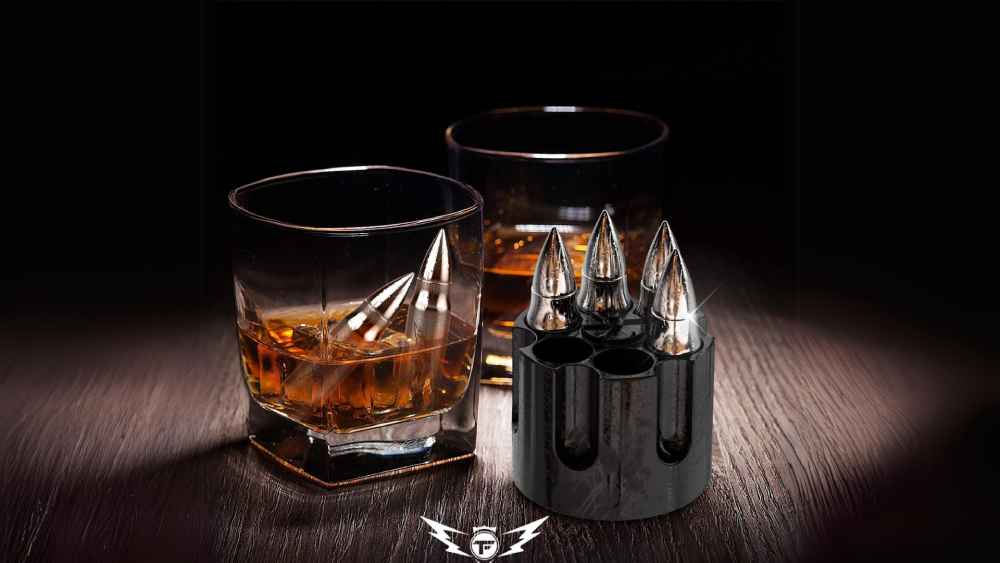 Revolver Cylinder Whiskey Stones Bullet Shaped Ice Rocks