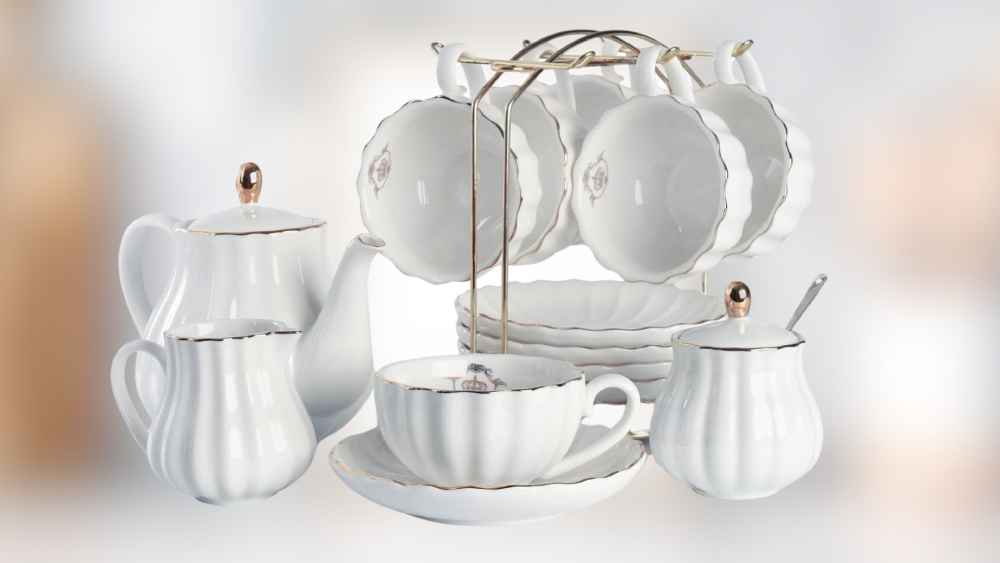 White porcelain tea set