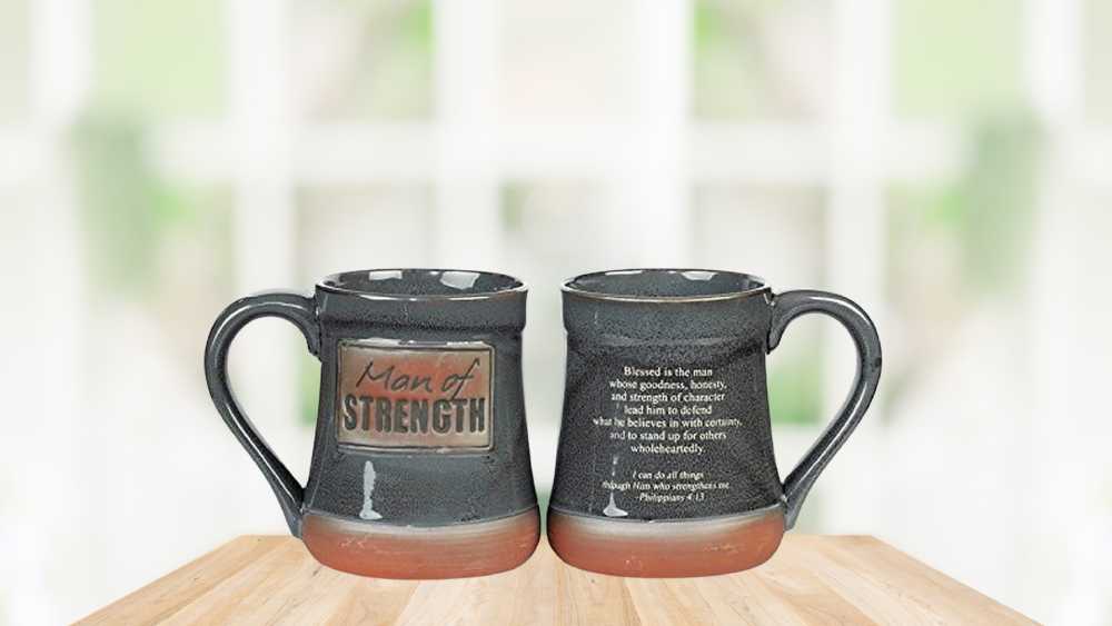 Pottery mug man of strength