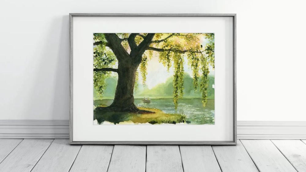Willow tree watercolor art