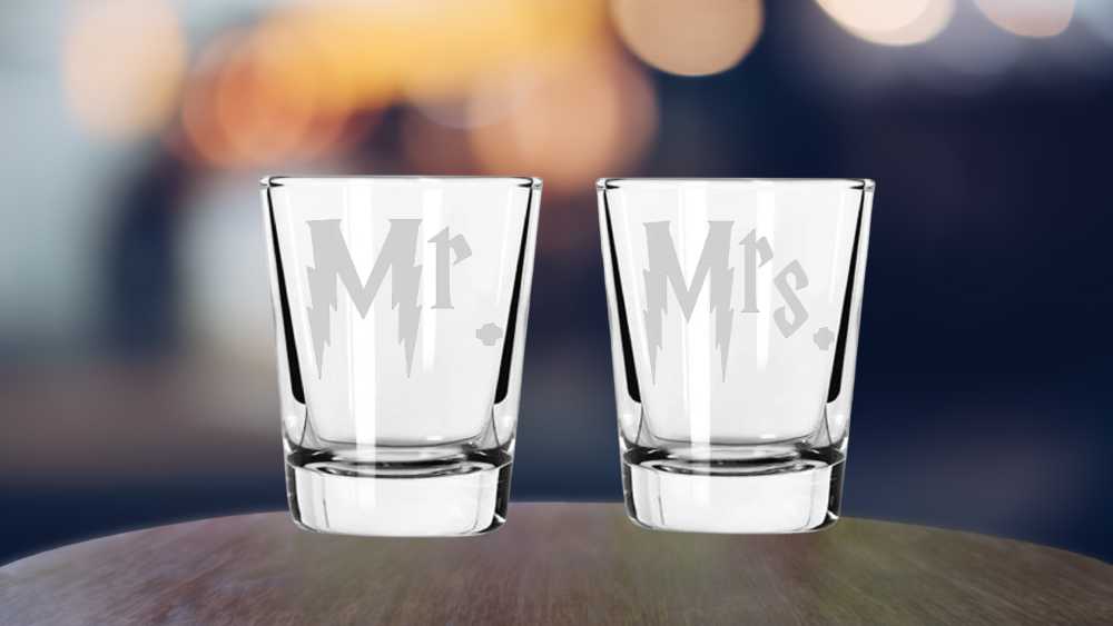 Potterhead Mr. and Mrs. shot glasses
