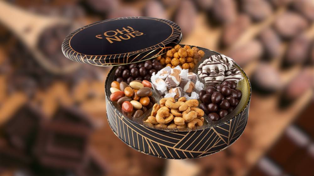 Holiday chocolate-covered pretzel gift basket