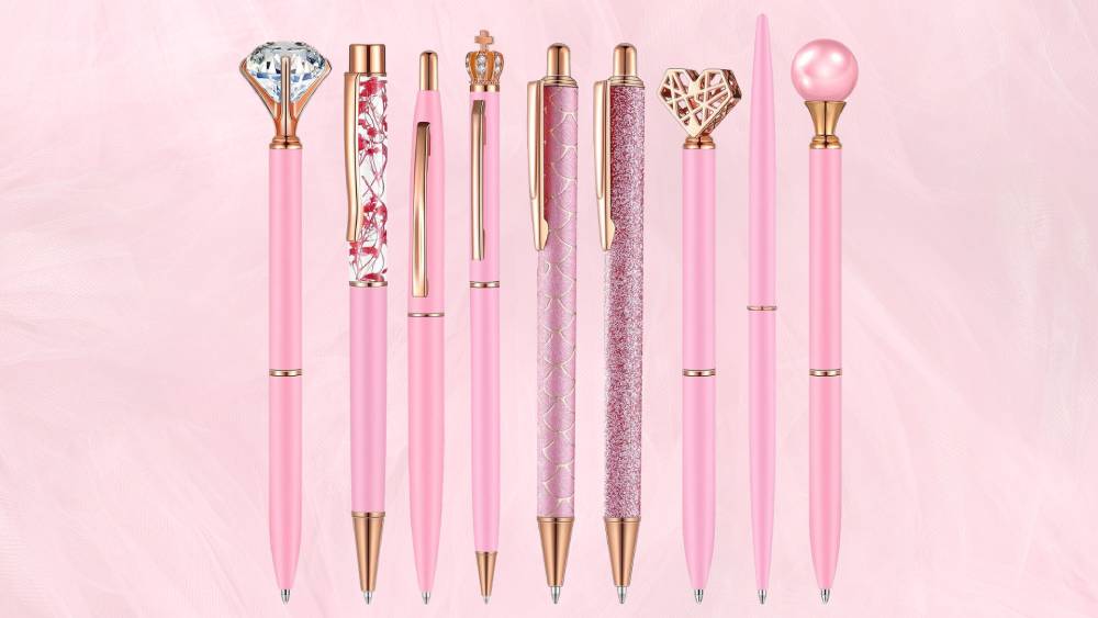 Pink pen set with cute designs