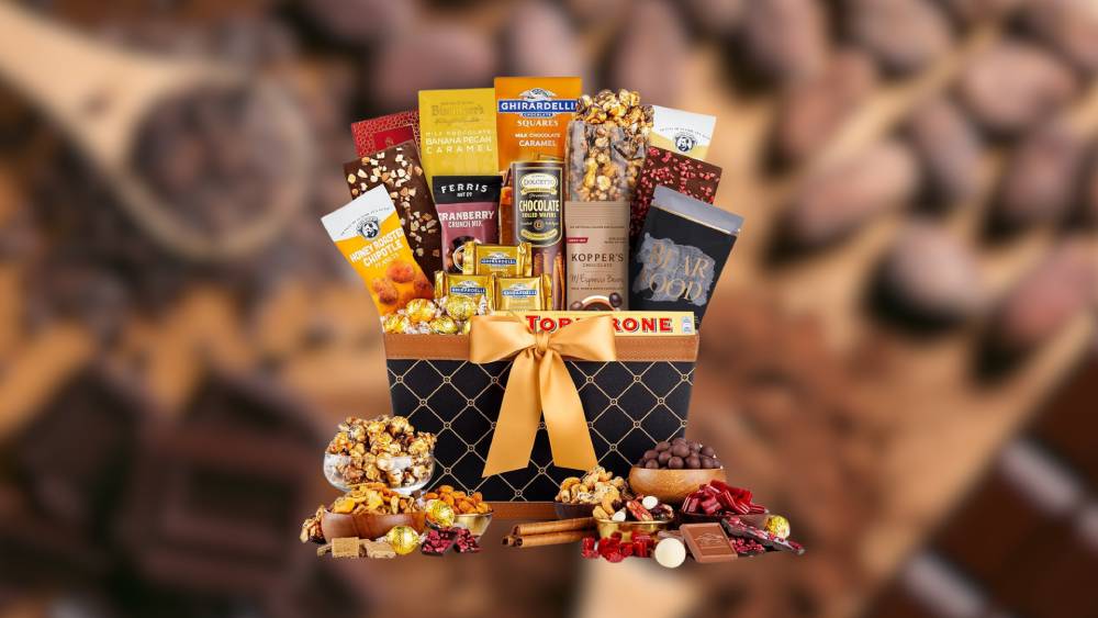 Chocolate gift basket with premium chocolates