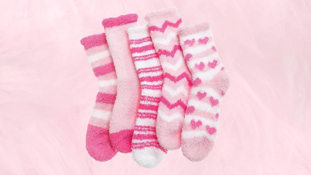 Women's pink fuzzy socks