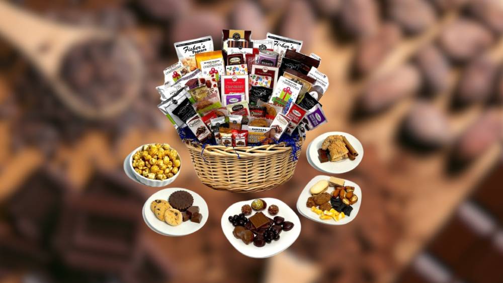54-piece chocolate gift basket with assorted treats