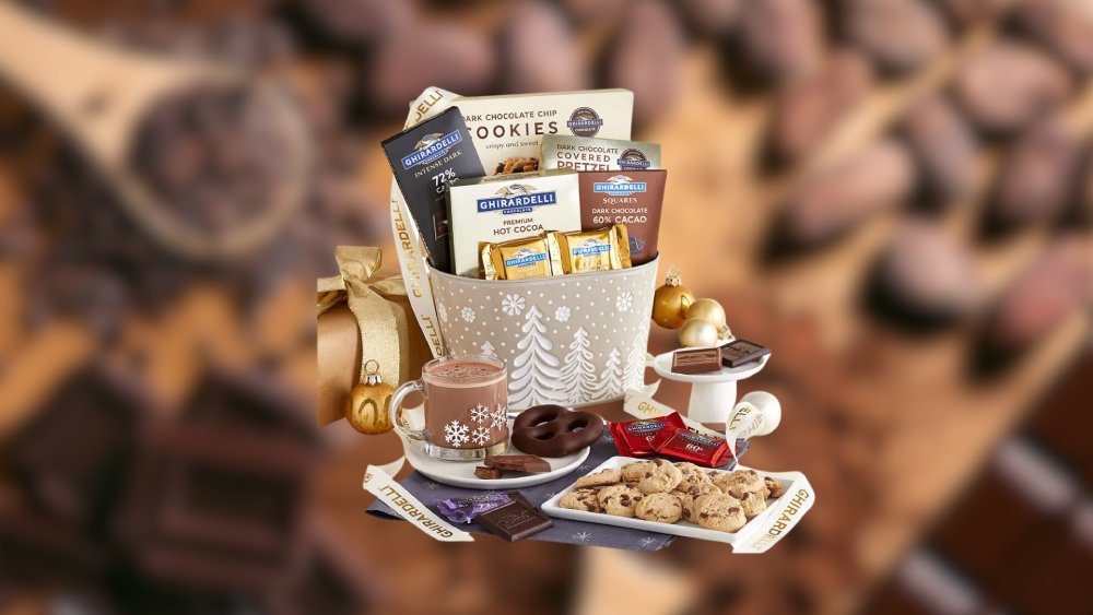 Chocolate gift basket overflowing with rich chocolates