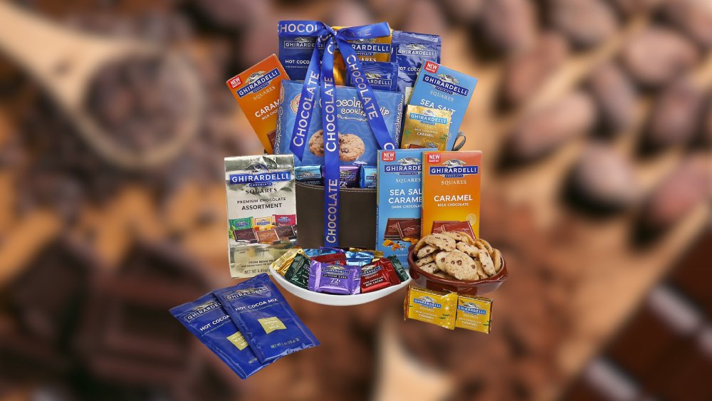 Gift basket with selection of premium chocolates