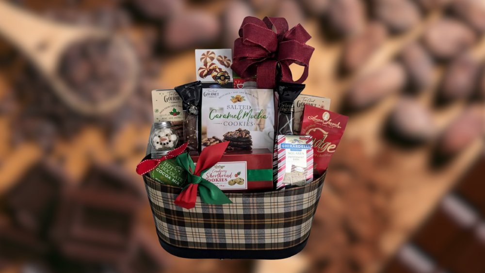 Gift basket with chocolates and cookies