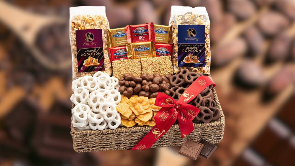 Creamy chocolate cravings gift basket with delights