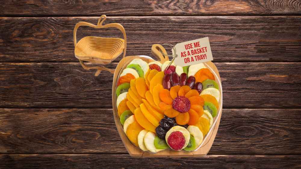 Elegant dried fruit gift basket colorful assortment