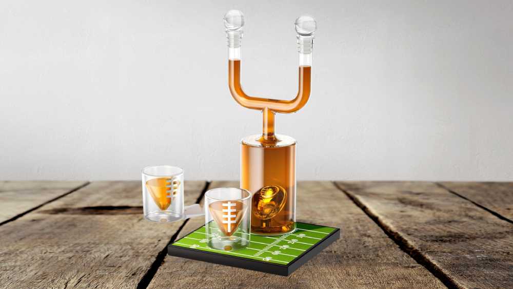 Football-Themed Decanter Set with 2 Glasses