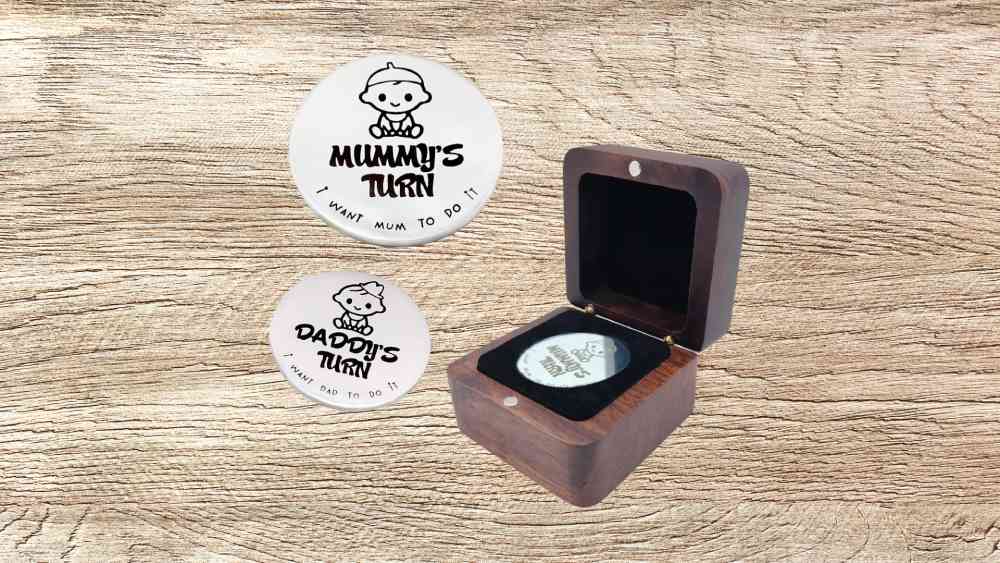 Double-Sided Silver Decision Coin gift for new parents