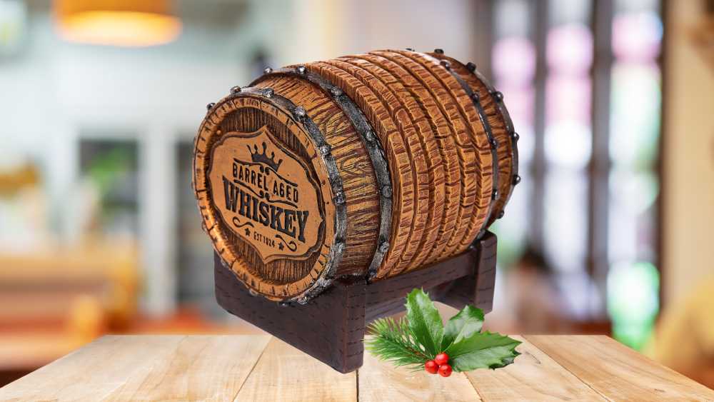 Whiskey Barrel Themed Coaster Set