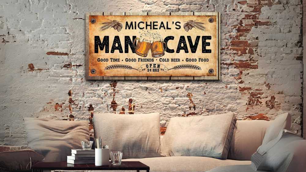 Man Cave Wooden Wall Sign