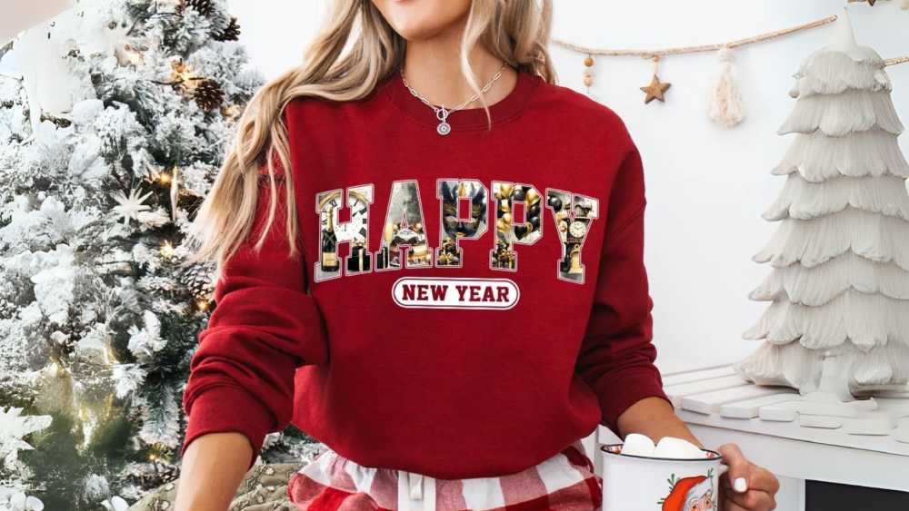 Happy new year hoodie in red