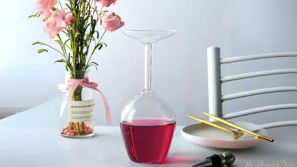 Funny upside down wine glass