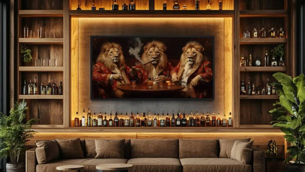 Smoking Lions for Man cave or bar