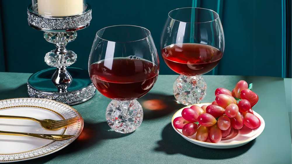 Crystal wine glass with ball base