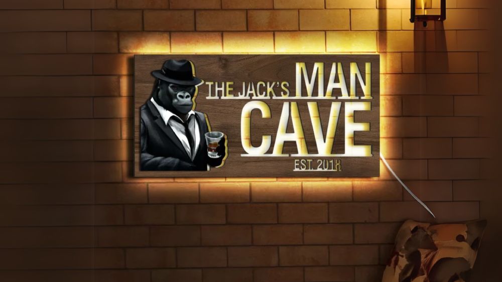 Custom man cave sign with lights