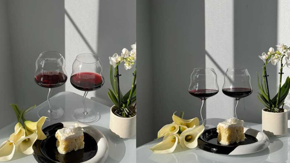 Handmade wavy wine glass