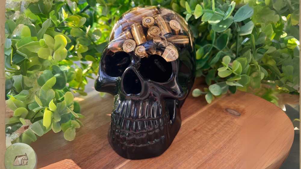 Large Black Bullet Skull Decoration