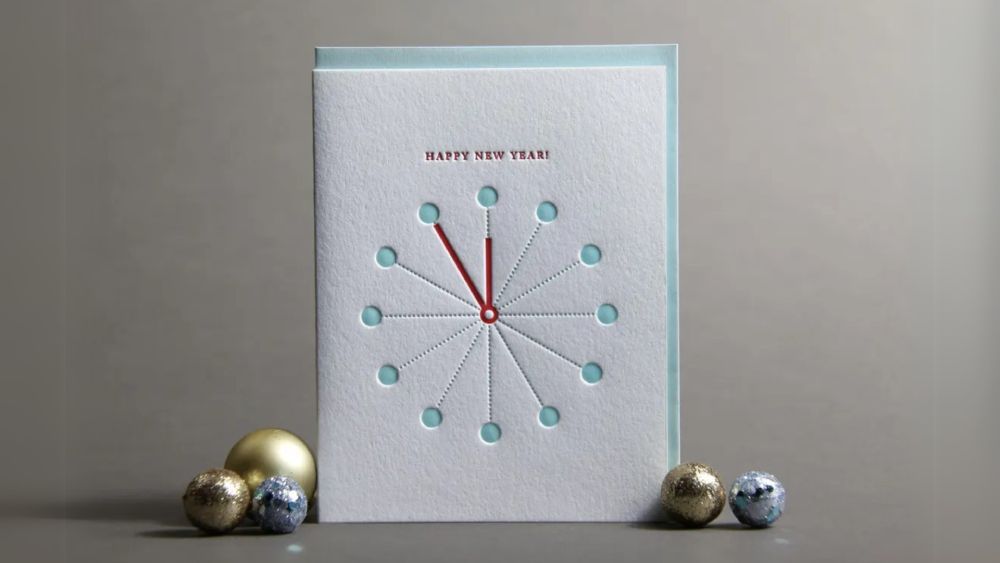 New year card patter clock