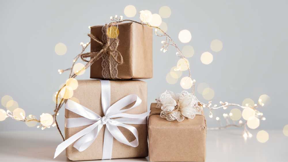 Gift wrapped by recycled paper