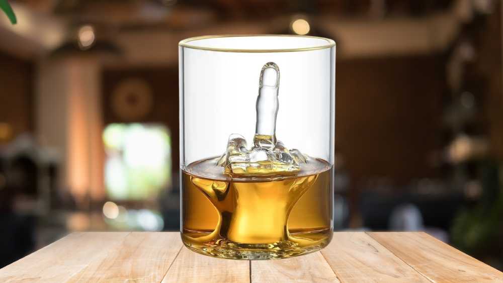 Humorous Middle Finger Whiskey Glass