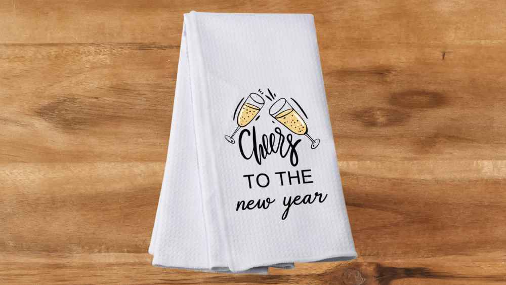 Festive New Year's Eve party kitchen towel