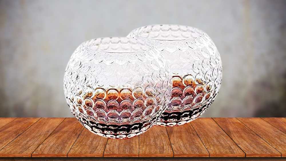 Gold ball whiskey or rum glass