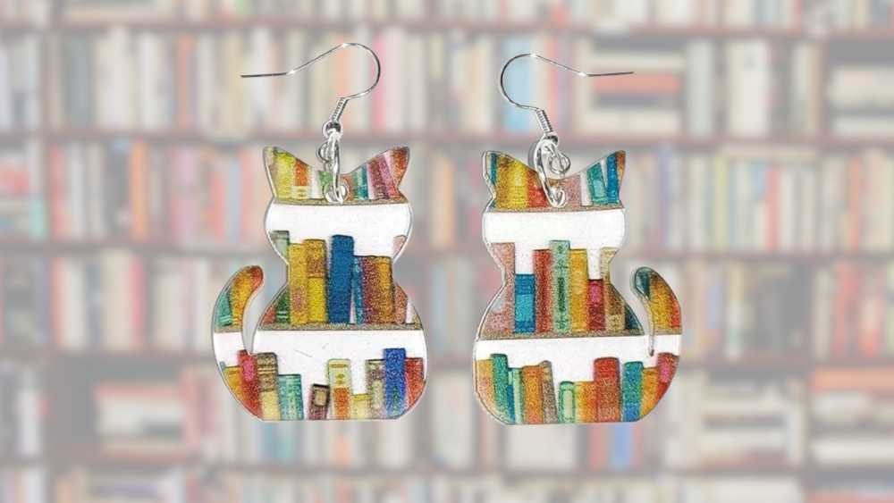 Playful Animal Bookcase earrings