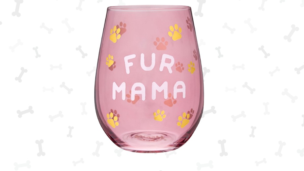Stemless wine glass for fur mom