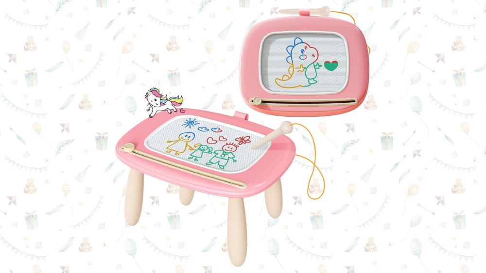 Pink magnetic drawing board table