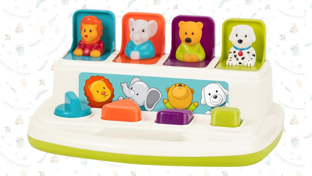 Pop-up toy features friendly animals
