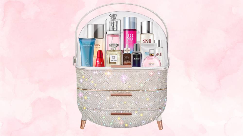 Makeup organizer with glitters