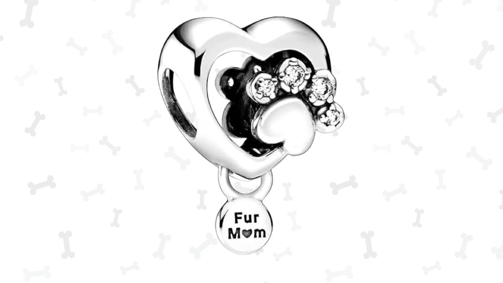 Paw print with heart charm