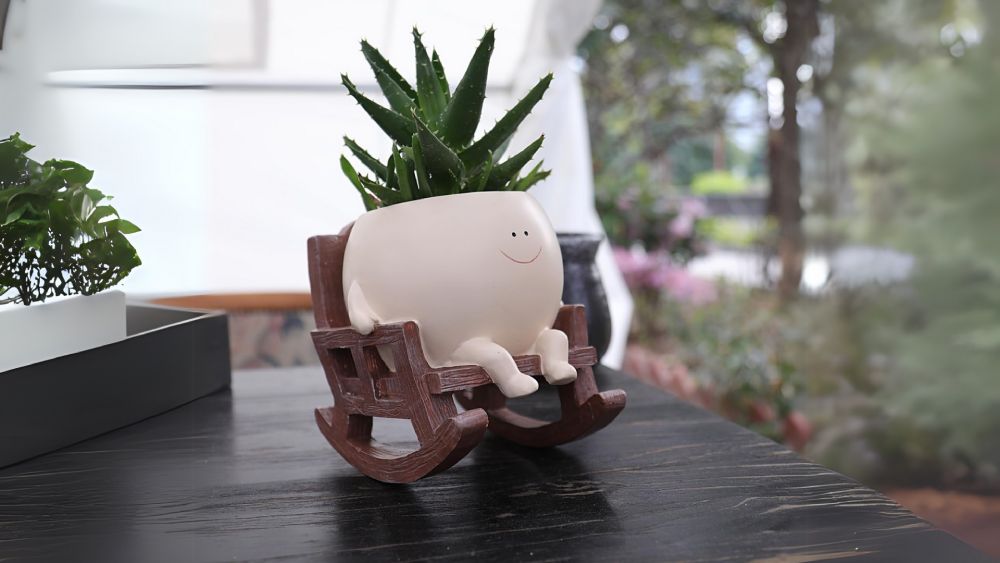 Cute flower pot rocking chair planter