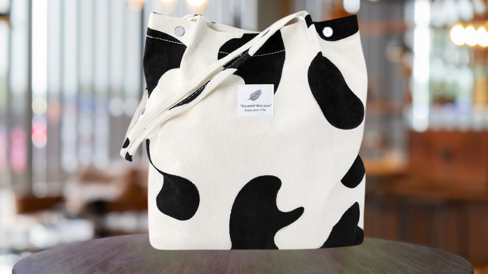 Cow corduroy tote bag