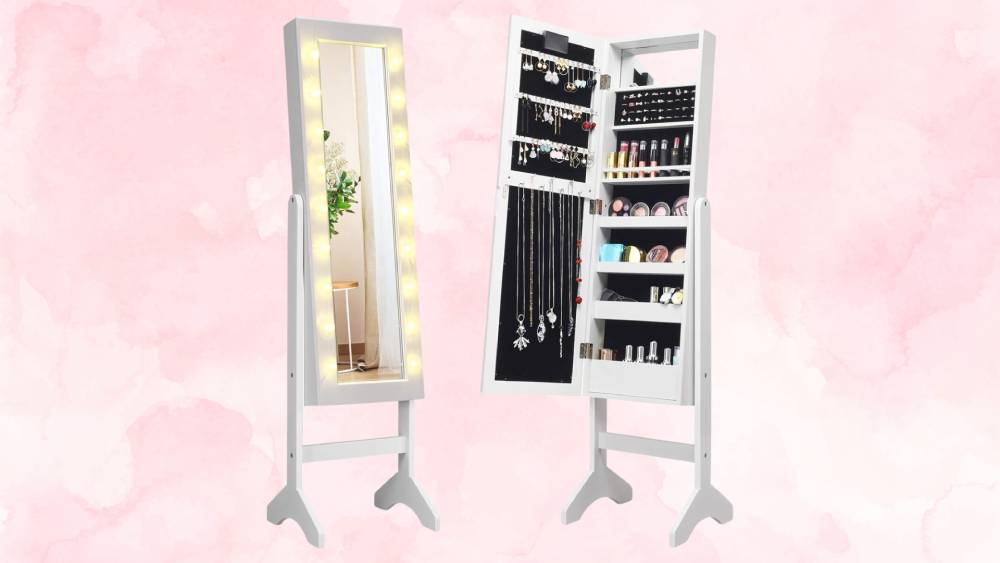 Large storage cabinet with mirror