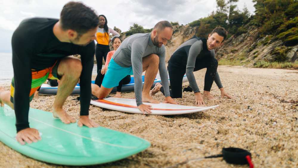 Surfing lesson at the beach