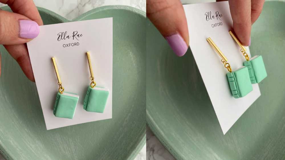 Cute 3d book earrings